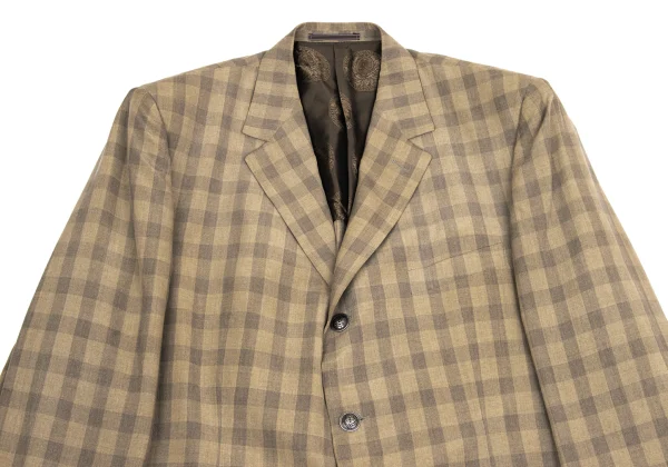 GIANNI VERSACE Silk Block Check Medusa Metal Button Jacket K-161280_002