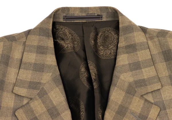 GIANNI VERSACE Silk Block Check Medusa Metal Button Jacket K-161280_003