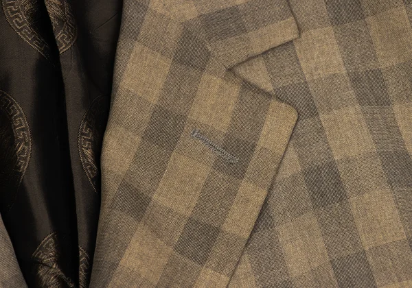 GIANNI VERSACE Silk Block Check Medusa Metal Button Jacket K-161280_004