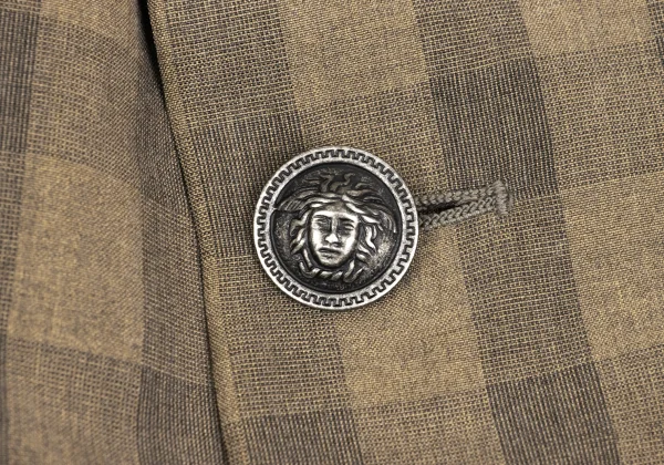GIANNI VERSACE Silk Block Check Medusa Metal Button Jacket K-161280_006