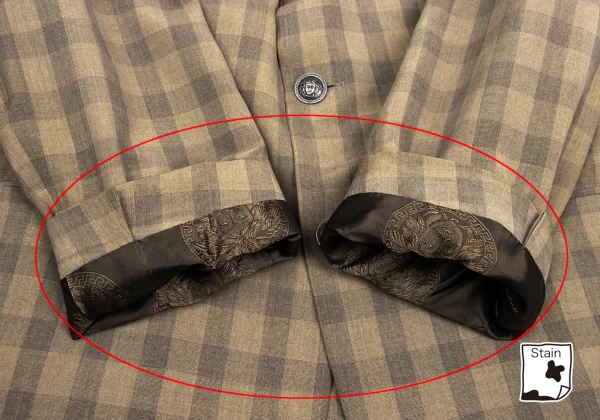 GIANNI VERSACE Silk Block Check Medusa Metal Button Jacket K-161280_009