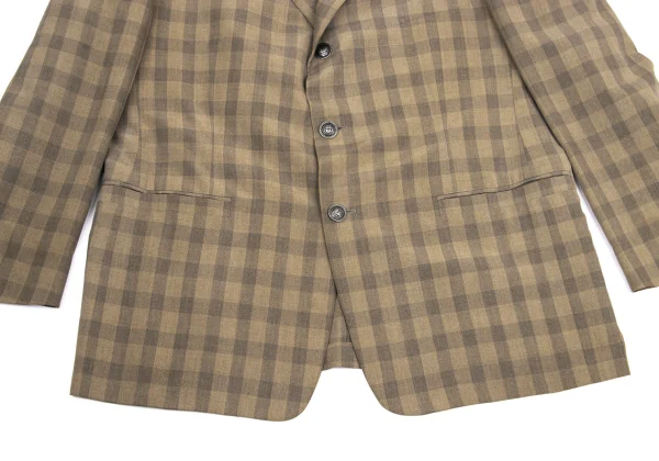 GIANNI VERSACE Silk Block Check Medusa Metal Button Jacket K-161280_010