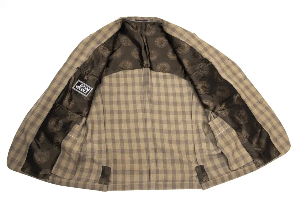 GIANNI VERSACE Silk Block Check Medusa Metal Button Jacket K-161280_012