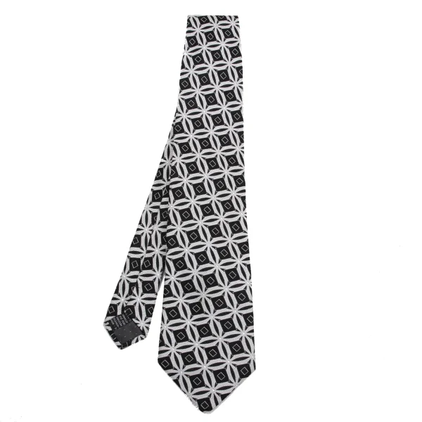 GIANNI VERSACE Graphic Glitter Jacquard Silk Tie White,Black Free K-161294_001