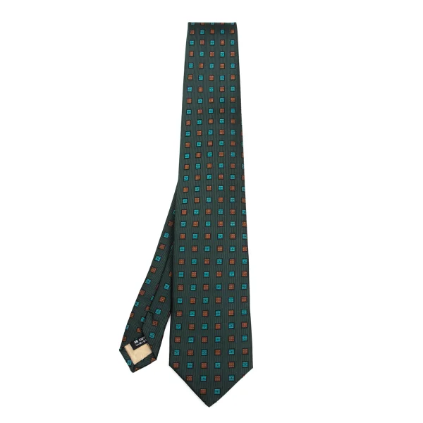 Christian Dior Square Jacquard Silk Tie Green,Orange Free K-161295_001
