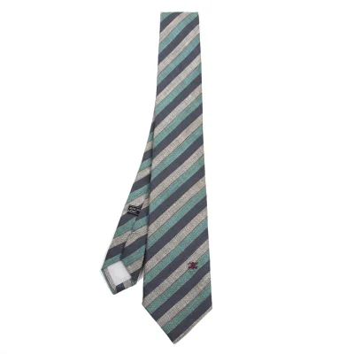 CELINE Linen Silk Regimental Tie