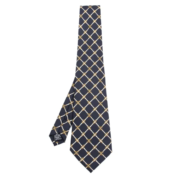 CHANEL Coco Mark Chain Printed Silk Tie Navy,White Free K-161297_001