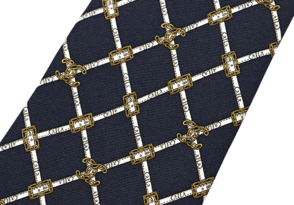 CHANEL Coco Mark Chain Printed Silk Tie K-161297_004