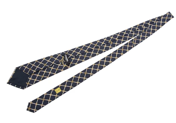 CHANEL Coco Mark Chain Printed Silk Tie K-161297_005