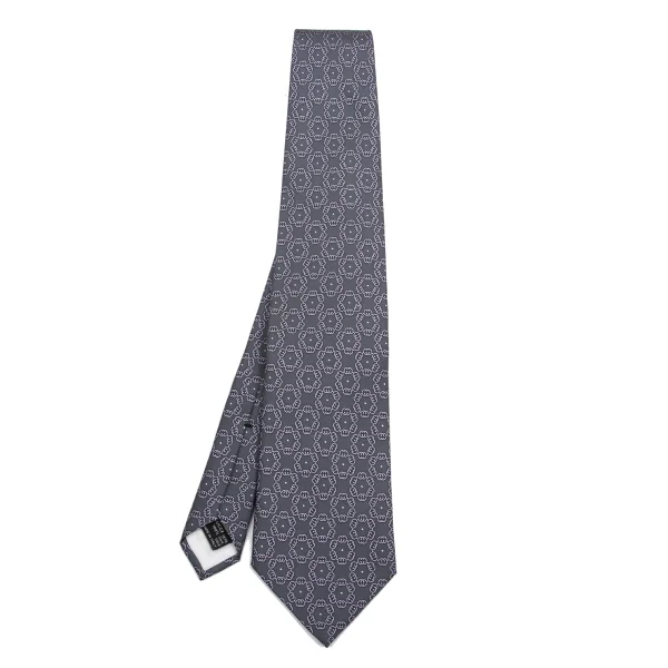 GUCCI GG Circle Printed Silk Tie Grey  K-161300_001