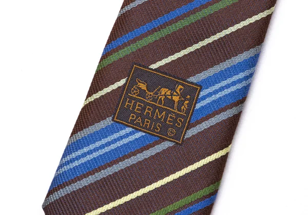 HERMES Multi Stripe Jacquard Silk Tie K-161301_006
