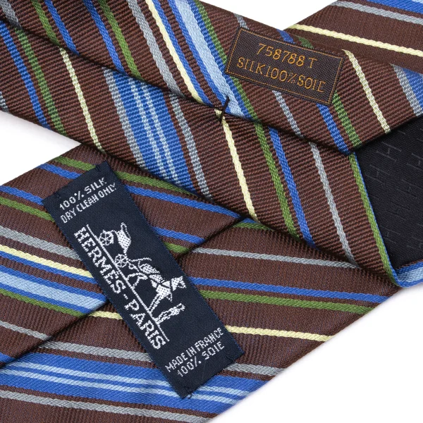 HERMES Multi Stripe Jacquard Silk Tie K-161301_007