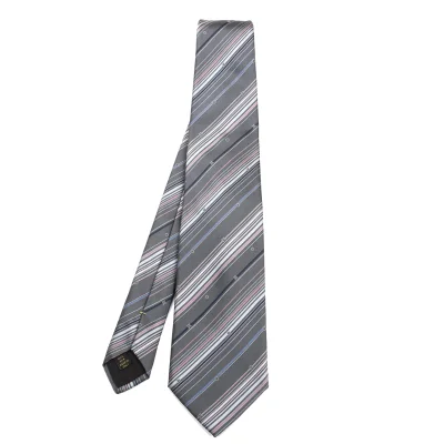 Louis Vuitton Monogram Striped Silk Tie