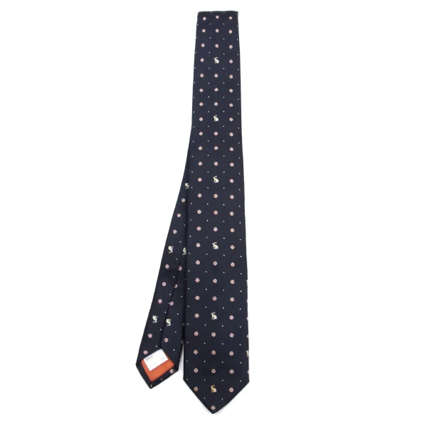 Paul Smith The British Collection Small Floral Jacquard Silk Tie Navy,Pink  K-161309_001