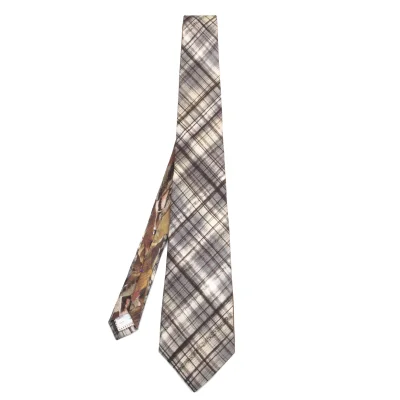 Paul Smith COLLECTION Reverse Side Butterfly Printed Silk Check Tie