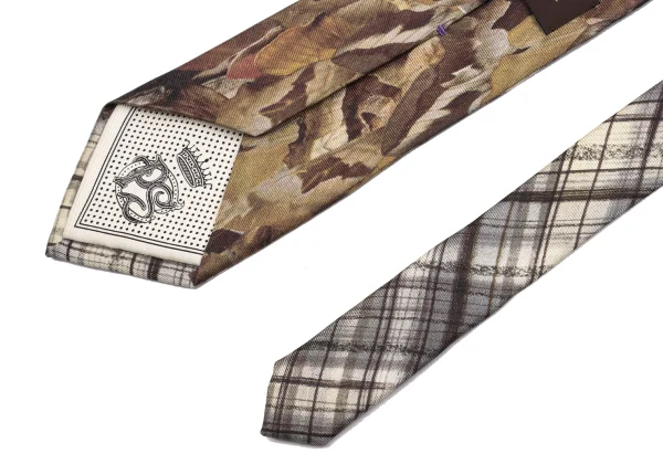 Paul Smith COLLECTION Reverse Side Butterfly Printed Silk Check Tie K-161311_005