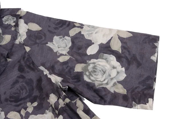 tricot COMME des GARCONS Neck Ribbon Floral Print Cotton Linen Blouse K-161316_005