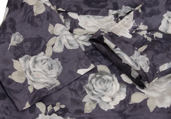 tricot COMME des GARCONS Neck Ribbon Floral Print Cotton Linen Blouse K-161316_006