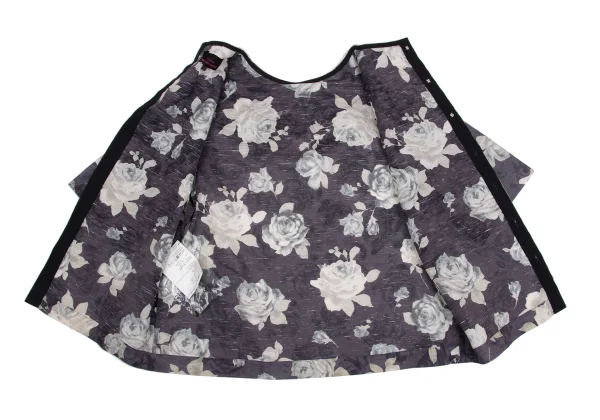 tricot COMME des GARCONS Neck Ribbon Floral Print Cotton Linen Blouse K-161316_011