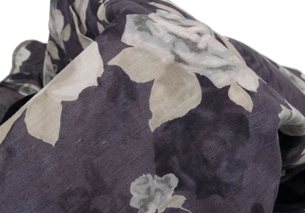tricot COMME des GARCONS Neck Ribbon Floral Print Cotton Linen Blouse K-161316_014