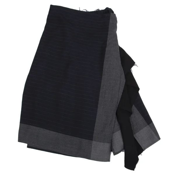 COMME des GARCONS Half Pleats Striped Wool Wrap Skirt K-161320_002