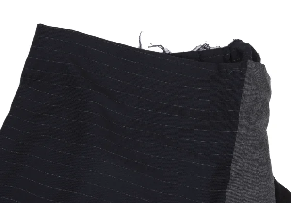 COMME des GARCONS Half Pleats Striped Wool Wrap Skirt K-161320_003