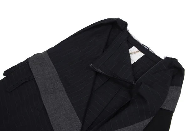 COMME des GARCONS Half Pleats Striped Wool Wrap Skirt K-161320_004