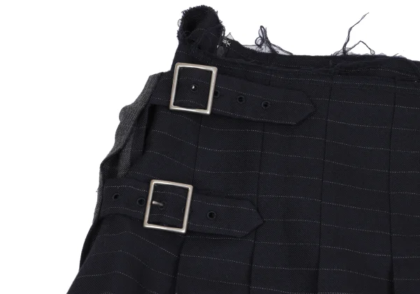 COMME des GARCONS Half Pleats Striped Wool Wrap Skirt K-161320_010