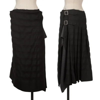 COMME des GARCONS Half Pleats Striped Weave Wool Wrap Skirt