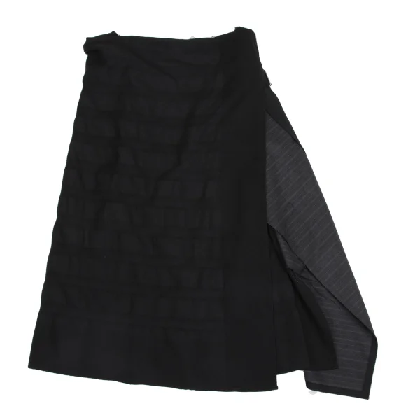 COMME des GARCONS Half Pleats Striped Weave Wool Wrap Skirt K-161321_002