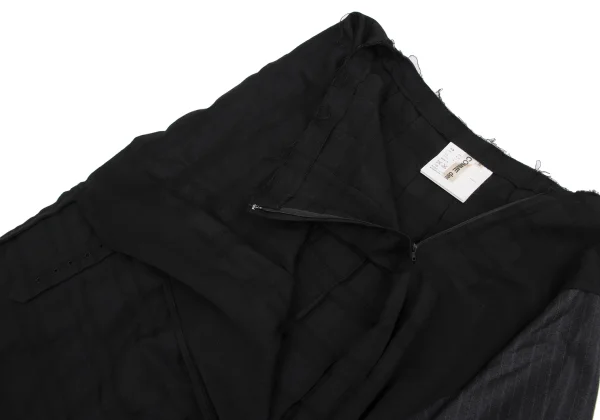 COMME des GARCONS Half Pleats Striped Weave Wool Wrap Skirt K-161321_004