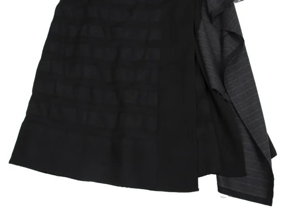COMME des GARCONS Half Pleats Striped Weave Wool Wrap Skirt K-161321_005