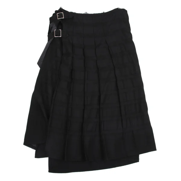 COMME des GARCONS Half Pleats Striped Weave Wool Wrap Skirt K-161321_008