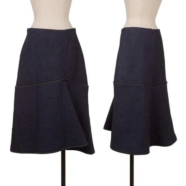 PLAIN PEOPLE Wool Linen Piping Skirt  Indigo 3 K-161323_001