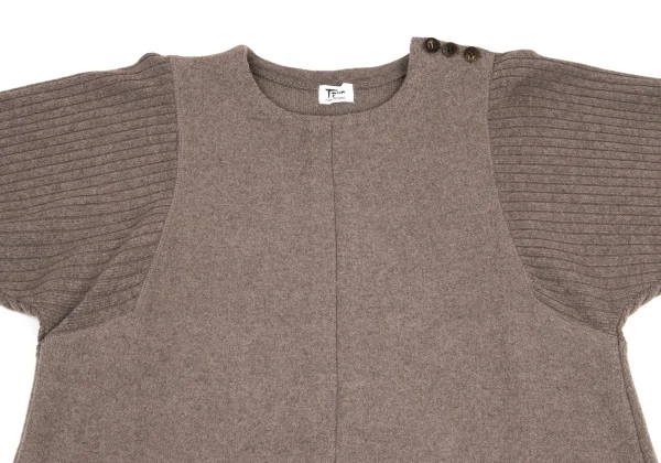 HIROKO KOSHINO TRUNK Wool Blend Rib Switching Hem Slit Tunic K-161329_003