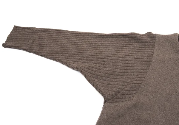 HIROKO KOSHINO TRUNK Wool Blend Rib Switching Hem Slit Tunic K-161329_007