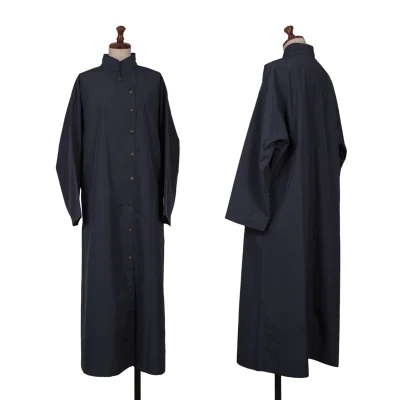 HIROKO KOSHINO TRUNK Poly Stand Collar Snap Coat
