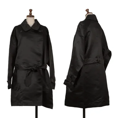 DKNY ESSENTIALS Silk Satin Double Belted Coat