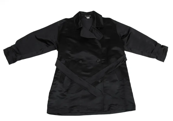 DKNY ESSENTIALS Silk Satin Double Belted Coat K-161335_002