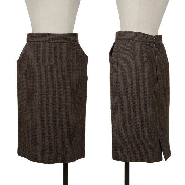 KARL LAGERFELD Wool Blend Tweed Skirt Brown S-M K-161337_001