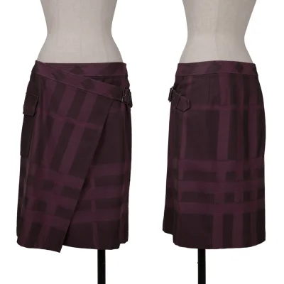 BURBERRY LONDON Checked Jacquard Cotton Wool Wrap Skirt