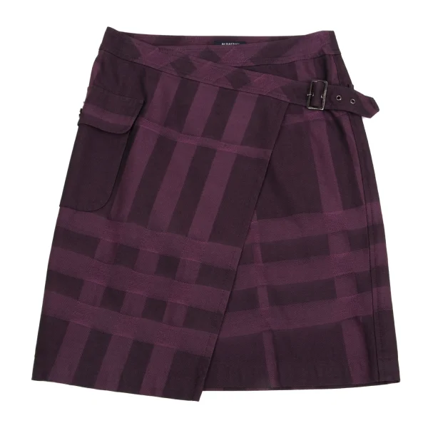 BURBERRY LONDON Checked Jacquard Cotton Wool Wrap Skirt K-161340_002