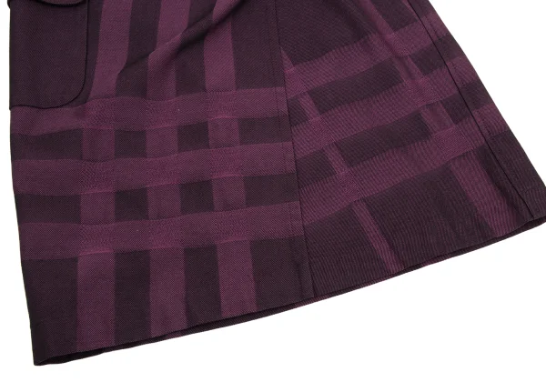 BURBERRY LONDON Checked Jacquard Cotton Wool Wrap Skirt K-161340_008