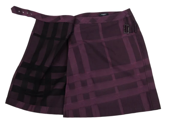 BURBERRY LONDON Checked Jacquard Cotton Wool Wrap Skirt K-161340_010
