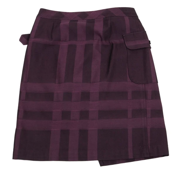 BURBERRY LONDON Checked Jacquard Cotton Wool Wrap Skirt K-161340_012