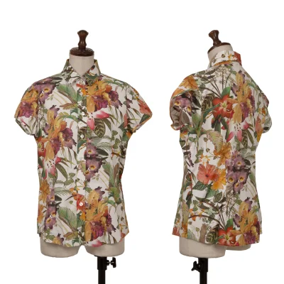 NARACAMICIE Botanical Printed French Sleeve Blouse