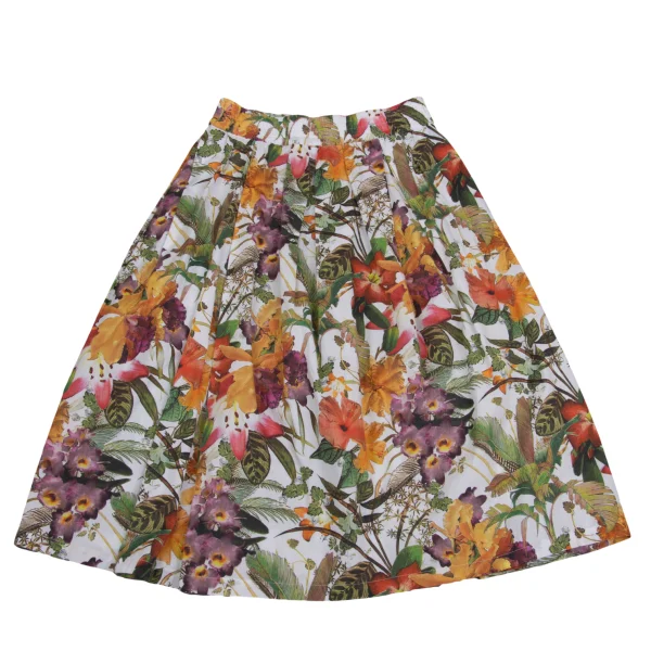 NARACAMICIE Botanical Printed Elastic Waist Tuck Skirt K-161342_002