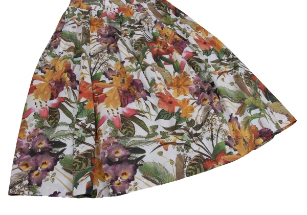 NARACAMICIE Botanical Printed Elastic Waist Tuck Skirt K-161342_005