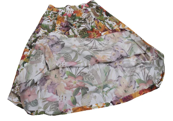 NARACAMICIE Botanical Printed Elastic Waist Tuck Skirt K-161342_006