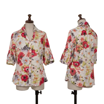 NARACAMICIE Floral Printed Gather Sleeve Blouse